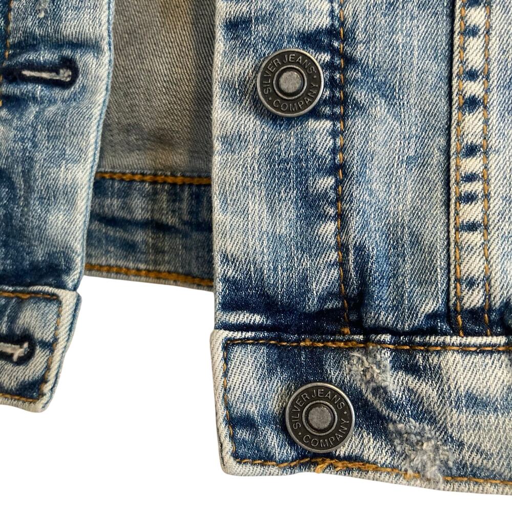 NWT Silver Jeans Co Mid Wash Denim Button Up Distressed Western Vest Size Medium - Picture 14 of 16